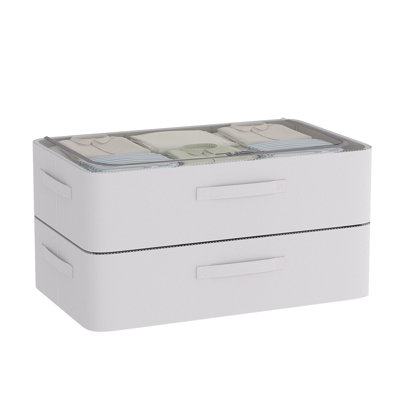 Foldable Stackable Under Bed Storage Box, Oxford Cloth Sturdy Under Bed Container, Grey