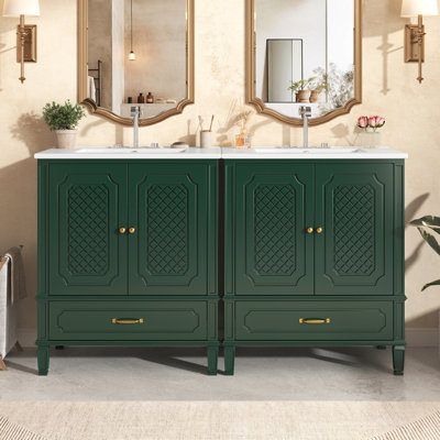 Ensemble de meuble-lavabo 60 po avec lavabo double 60 po, ensemble de 2
