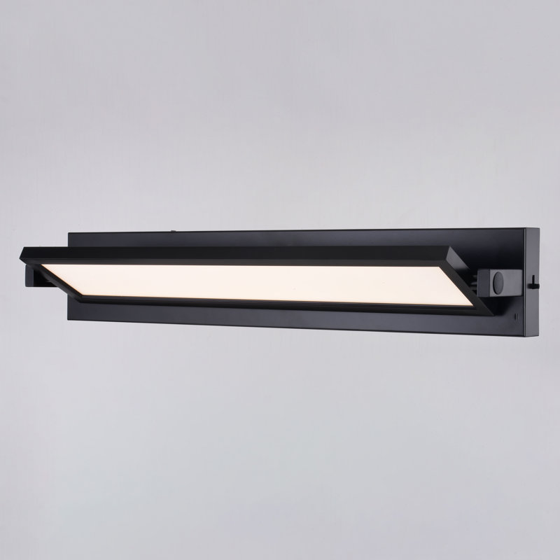 Roxey 27 In. Integrated LED Black Bathroom Vanity Wall Light With Rotating Light