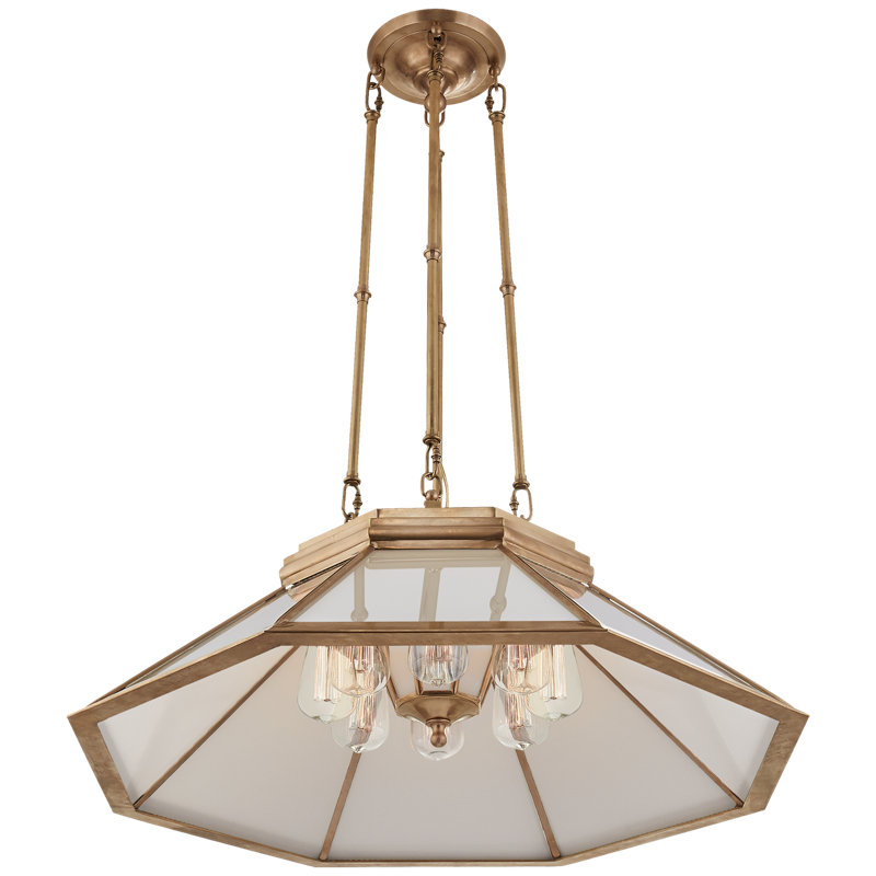 Ralph Lauren Rivington 8 Light Medium Pendant, Natural Brass, White Glass