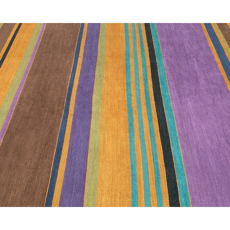 Copacabana Wool Striped Area Rug in Brown/Orange/Purple, Rectangle 12' x 16'