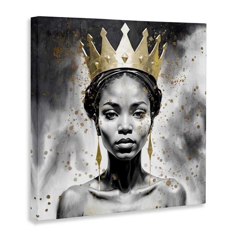 «Woman in Crown Gazing», art mural sur toile par Kim Allen, H 17 po x l 17 po