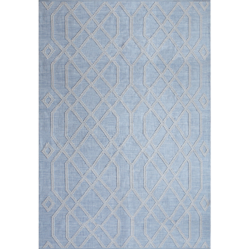 Cable Geometric Area Rug, Blue, Rectangle 8' x 10'