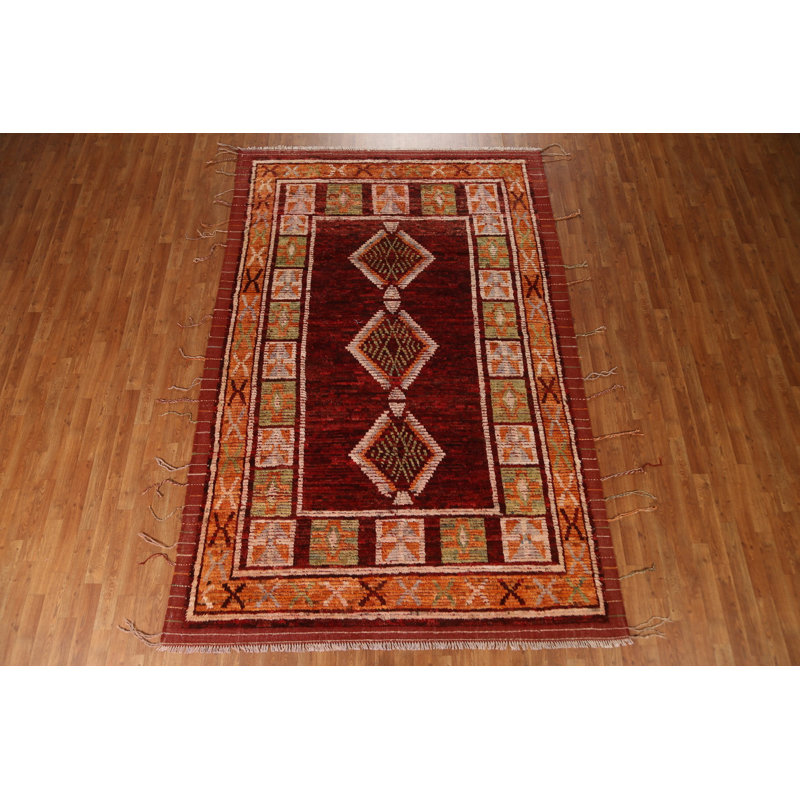 Tapis géométrique en laine marocain noué à la main 7 x 10