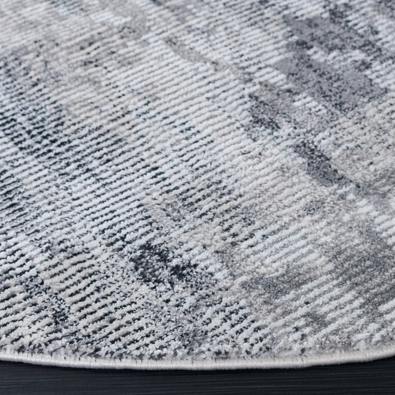 Slate Performance Abstract Rug, Round 6'7"