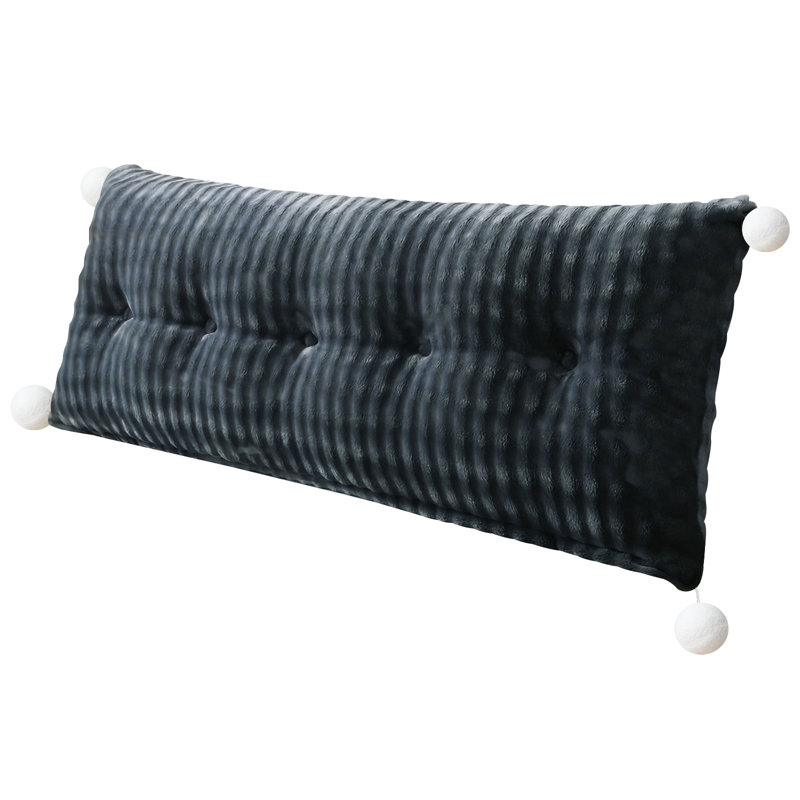 Faux Rabbit Fur Headboard Pillow With Removable Cover, Soft Plush Backrest For Working Or Reading In Bed, Dark Gray