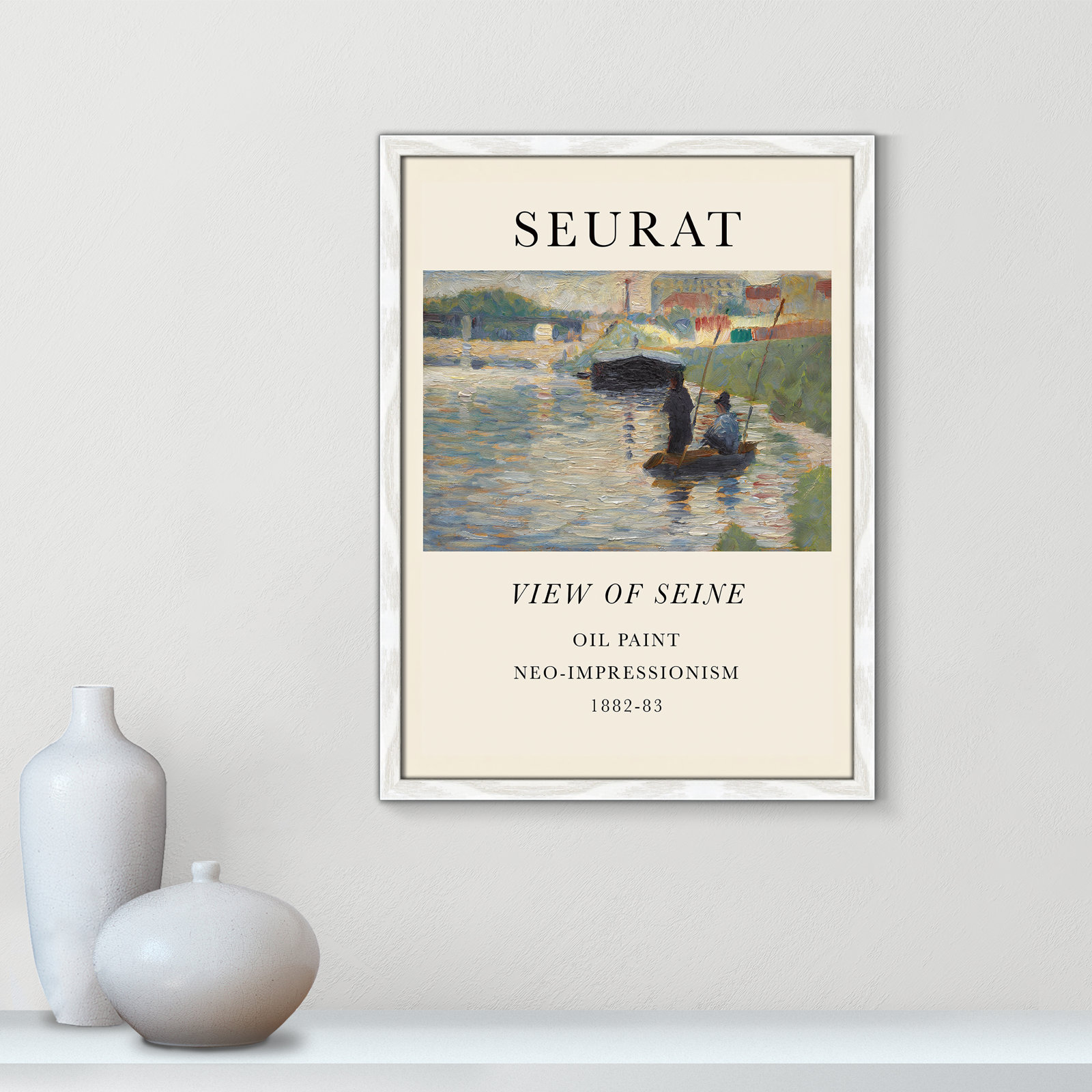 View Of Seine by Georges Seurat, No, White Single Picture Frame, 23" H x 17" W x 0.75" D