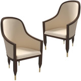 Jacinto Dining Chair Upholstered In Leather With Rubberwood Frame And Legs With Gold Caps