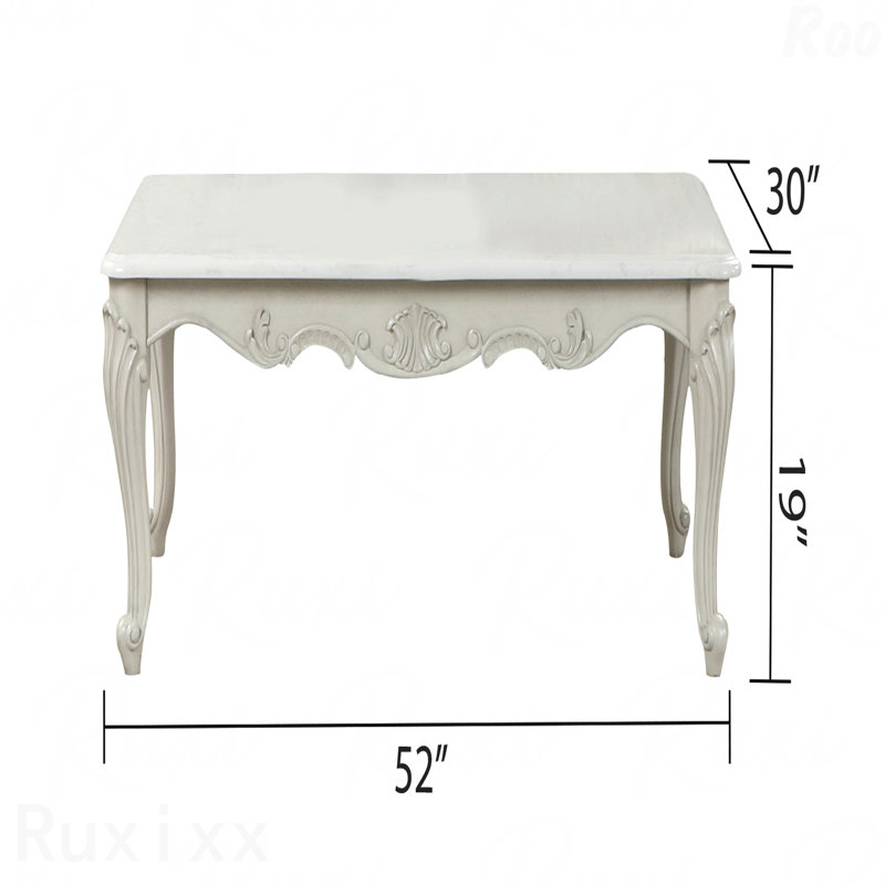 Table basse en bois de style traditionnel avec finition argentée