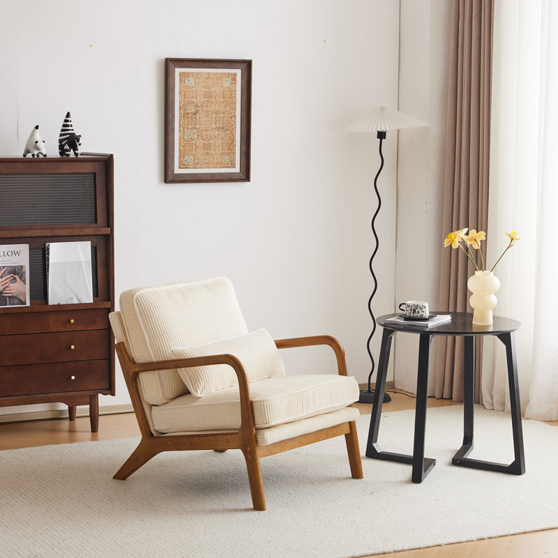 Upholstered Armchair, Cream Corduroy