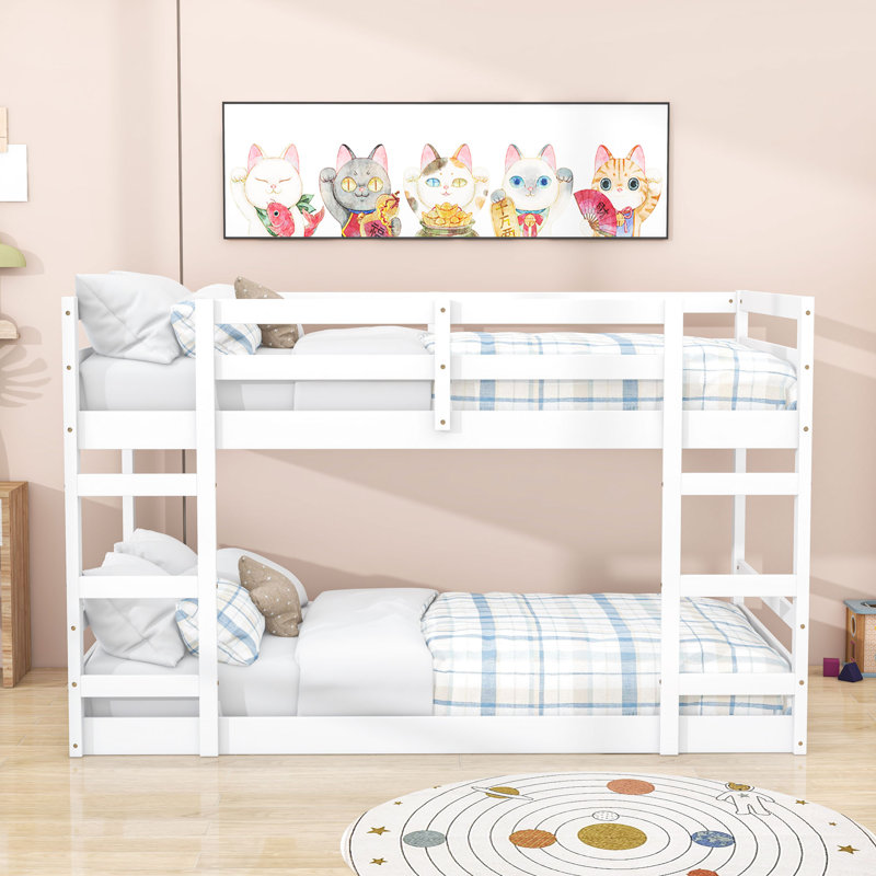 Emirhan Wooden Bunk Bed, Twin Over Twin, White
