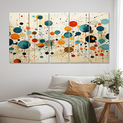 " Green Beige Mid Century Abstract Retro IV " 5 - Pieces