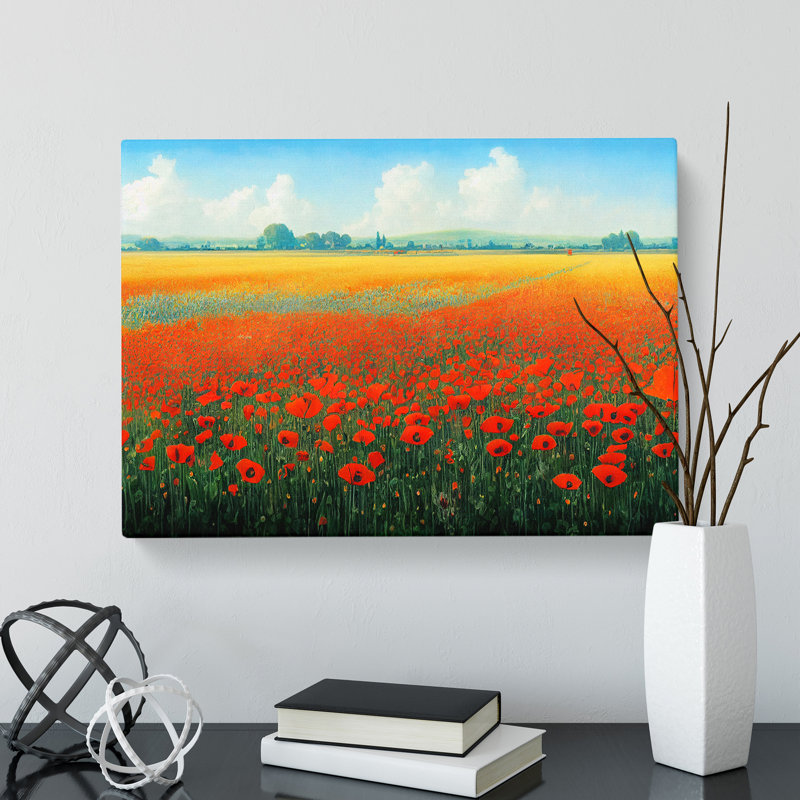 Passionate Poppy Field Flowers - Wrapped Canvas, 50cm H x 76cm W x 3cm D