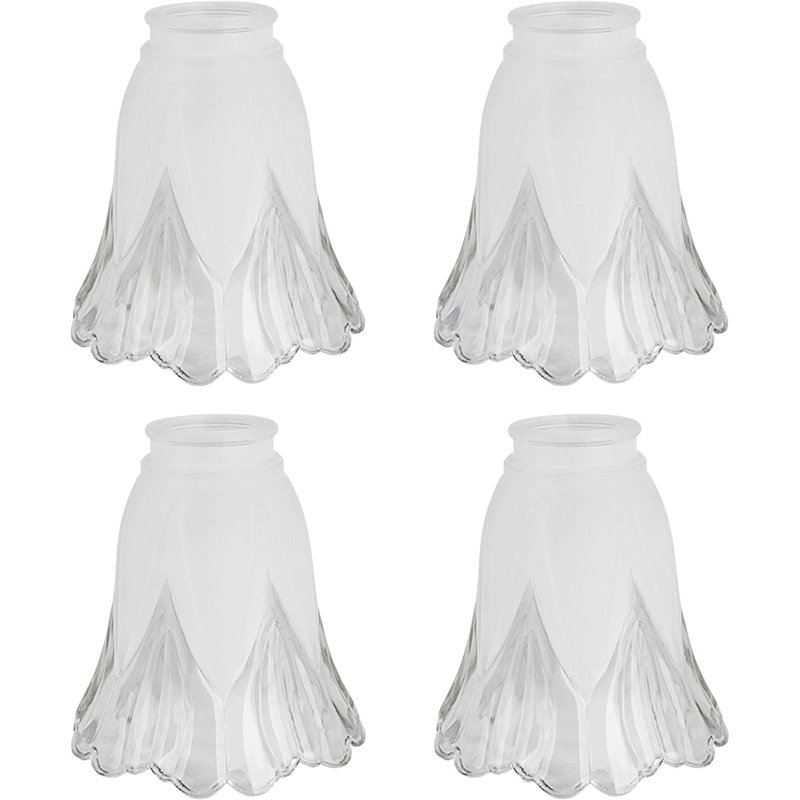 Clear and Sandblasted Glass Bell Ceiling Fan Shade Set