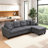 95.6" L-shaped Upholstered Sectional Sofa With 2 Cup Holders and 2 Throw Pillows-571524977