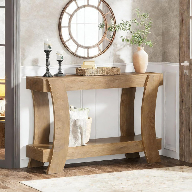 Console 47 pouces pour vestibule, table de ferme en bois
