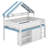 Full Size Loft Bed With Canopy Roof, Storage Cabinet & Shelves, Playhouse House Design, Solid Wood Frame For Teens-1628216300