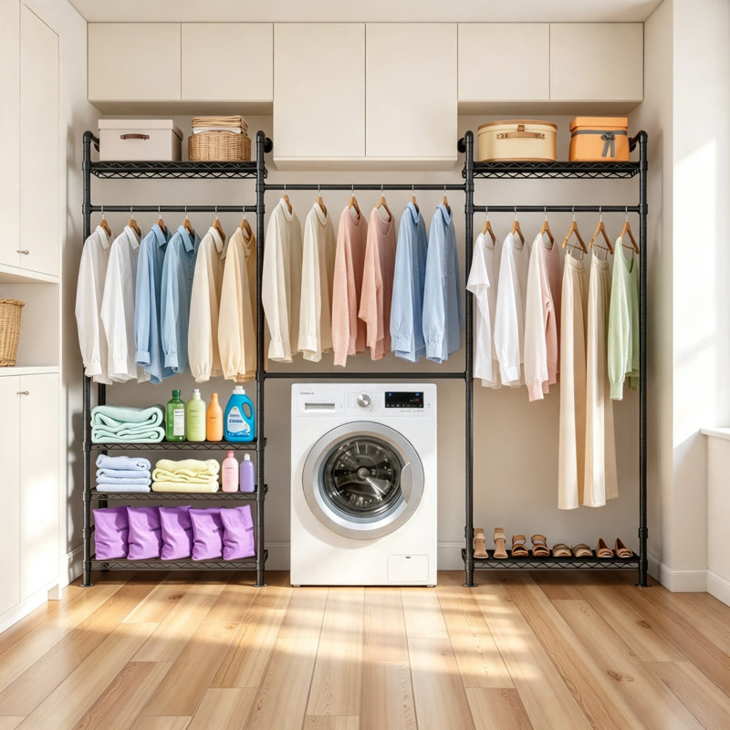 220cm Adjustable Wall Mounted Clothes Rack