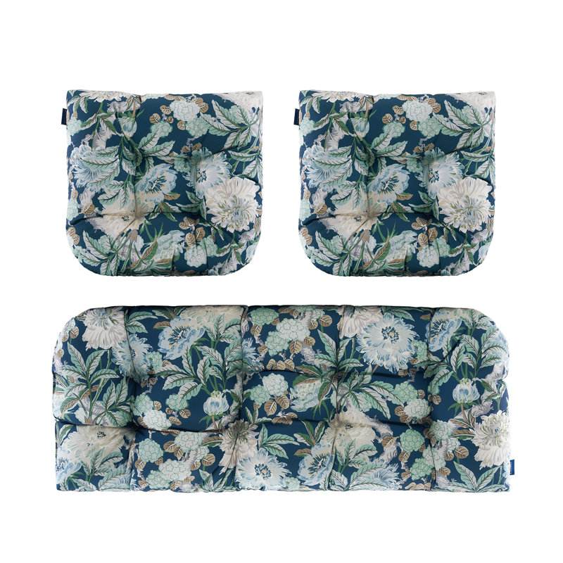 Outdoor 5'' Seat / Back Cushion, Green/Gray Floral