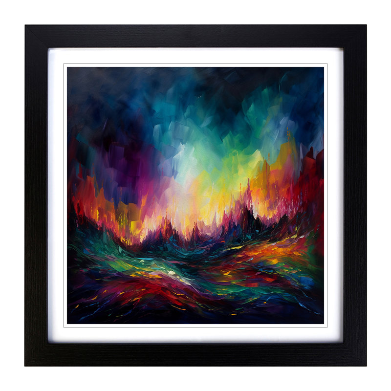 Northern Lights No.1 - Single Picture Frame Print on Wood, Black