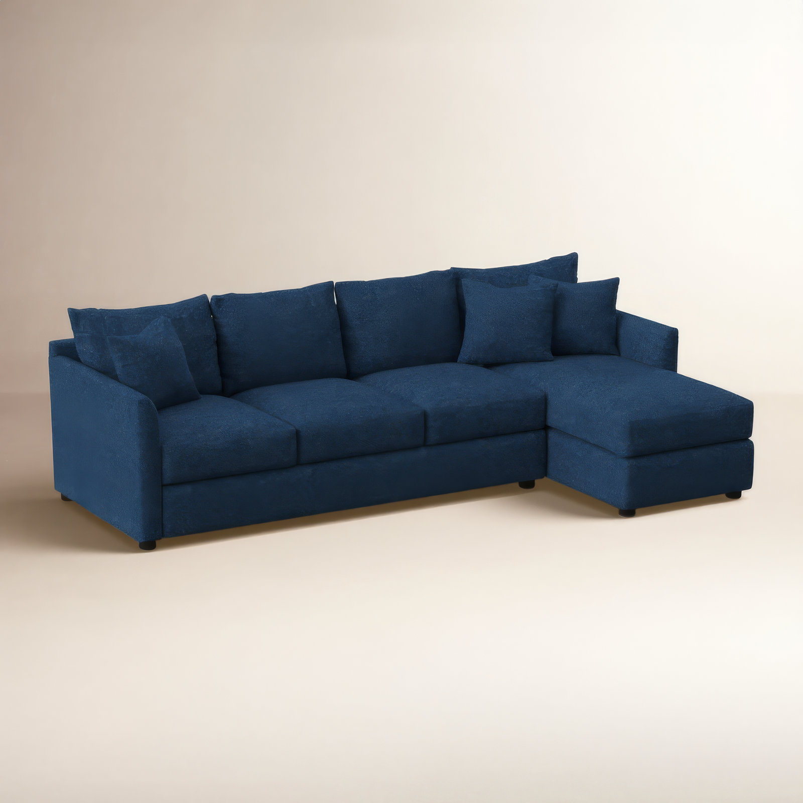 Cecelia Upholstered Chaise Sectional, Right Hand Facing, Classic Indigo Denim
