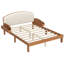 Lit plateforme en bois avec tête de lit rembourrée et étagères de rangement latérales-970735068-970735070