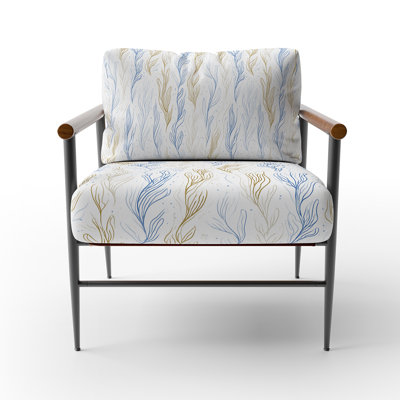 Abstract Upholstered Chair - Coastal Line Gold Arm Chair