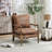 Accent Chair, Spindle Accent Chair with Upholstered Armrests, Farmhouse Accent Chair with Turned Wood-1655403899