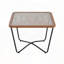Table basse carrée avec plateau géométrique en verre et cadre industriel en métal - 23,6 po