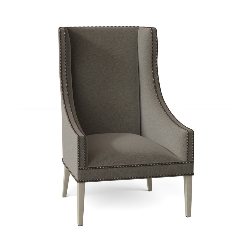 Fauteuil à oreilles 28,25 po Frances, Noisette, Laiton brillant, 8789 Polyester sauge