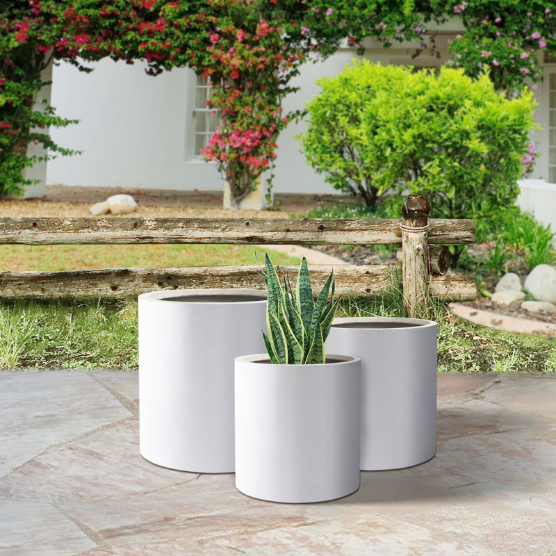 Ensemble de pots à fleurs 3 pièces Centonze, Blanc