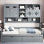 Lit de jour en bois tout-en-un Bellinger avec 2 tiroirs, armoires et tablettes-856040727-856040721