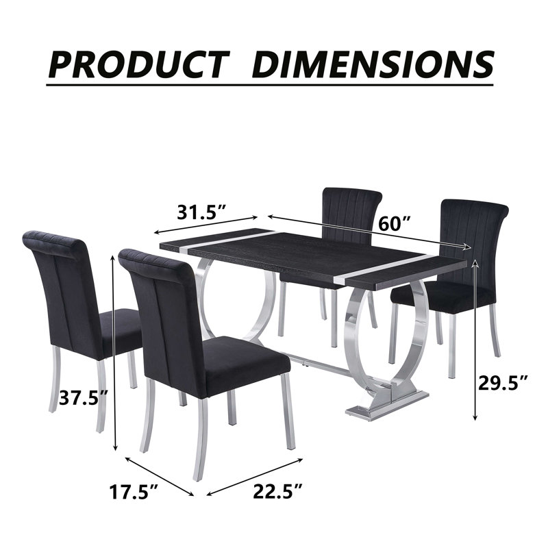 Ensemble de table de salle à manger 4 personnes avec 1 table et 4 coussins, ensemble de table de cuisine moderne et chaises