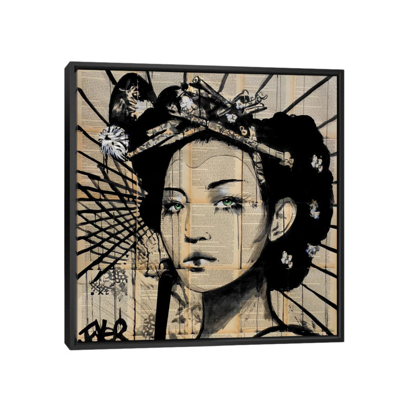 «Lotus», impression sur toile, H 18 po x l 18 po x P 1,5 po, Toile avec cadre noir, Pas de tapis
