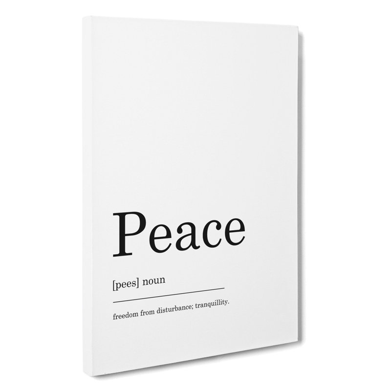 Definition Of Peace Typography - Wrapped Canvas, 50cm H x 35cm W x 3cm D