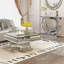 Table basse moderne en miroir avec incrustation de faux diamants, plateau en verre trempé et base empilée en miroir