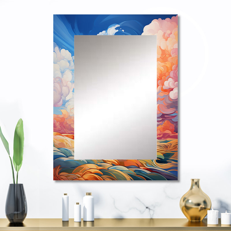 Clouds Skys Canvas VI - Clouds Mirror, Traditional Unique Wall Mirror, Printed Metal Art, 32" x 24"