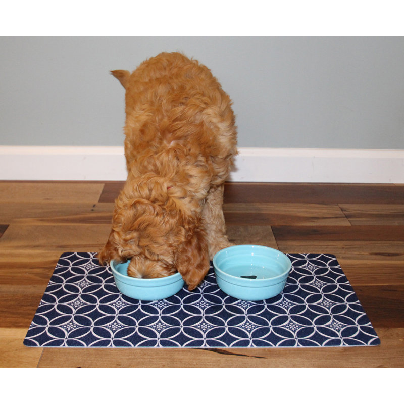 Indigo Blue Waterproof Pet Bowl Placemat, 12" x 20"
