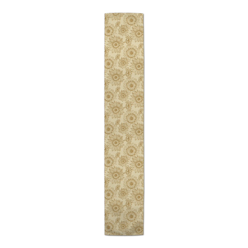 Ayonitemi Rectangular Floral Table Runner, 90" x 16", Gold/Yellow