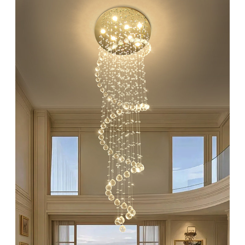 Lustre moderne en cristal à intensité variable, Doré