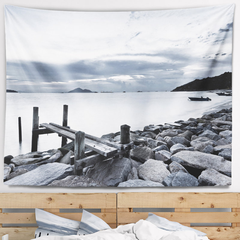 Petit pont de mer en polyester de tapisserie de plage rocky avec accessoires suspendus inclus, H 68 po x l 80 po