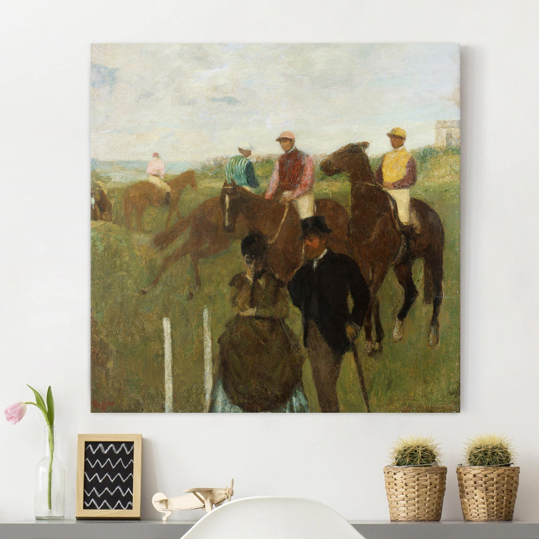 Leinwandbild Jockeys auf der Galopprennbahn von Edgar Degas