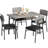 5-Piece Dining Table Set For 4 With Storage Rack, Wood Kitchen Table With Upholstered Chairs-1011668725