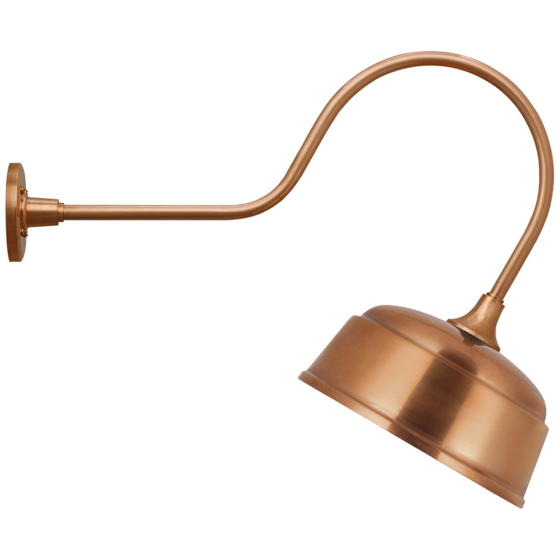 Thomas O'Brien, "Academy 26" Angled Flynn Barn Light in Soft Copper with 12.5" Rockhouse Shade, 22'' H x 12.5'' W x 26'' D