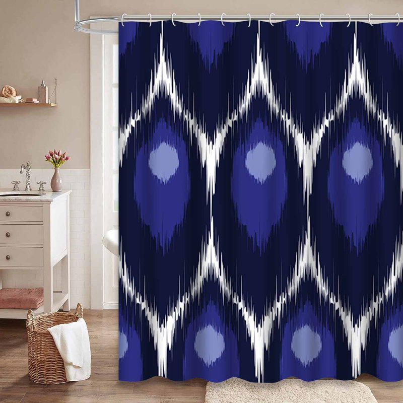 Rideau de douche Ikat Shapes Peacock, L 72 po x l 78 po