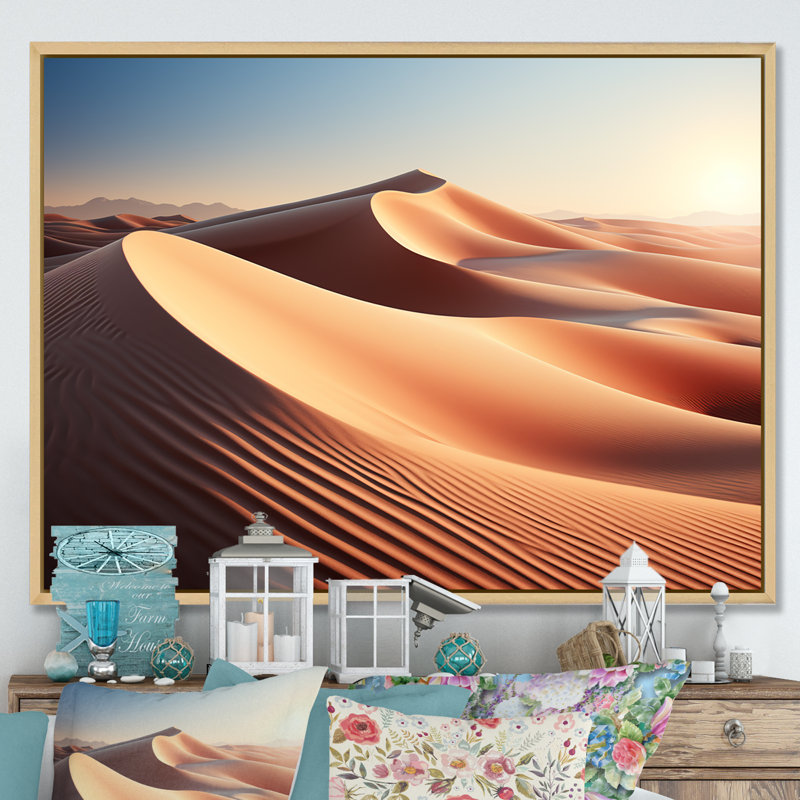 «Desert Sand Bliss I» sur toile, Cadre naturel flottant, H 16 po x l 32 po x P 1 po