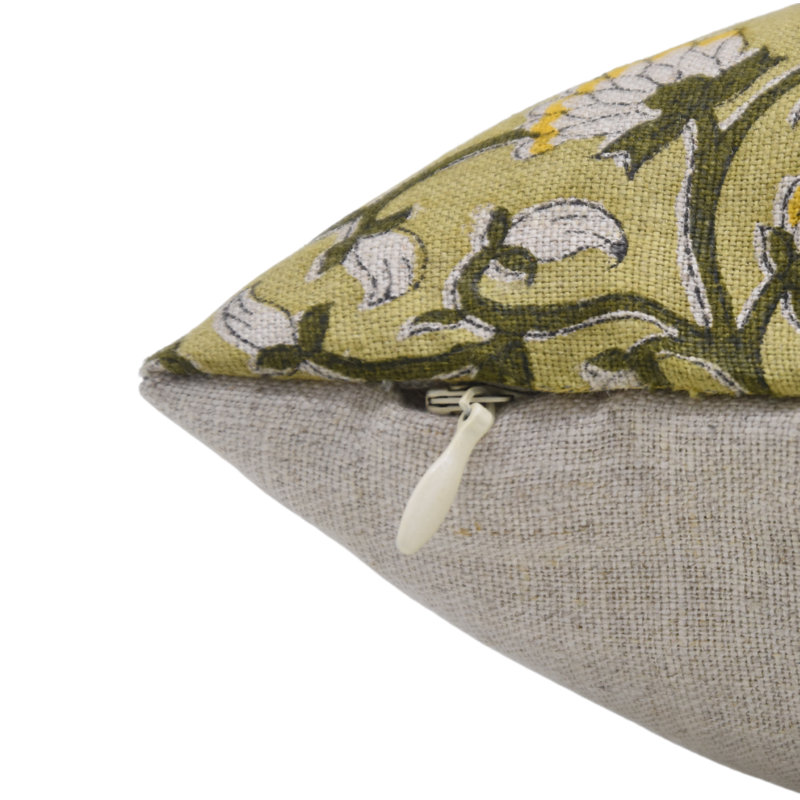 Housse de coussin en coton traditionnel imprimé à la main (himachal). , H 14 po x l 14 po