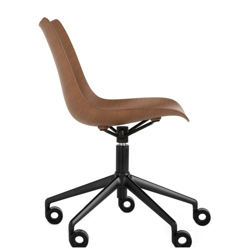 P/Wood Swivel Task Chair, Dark Wood/Black