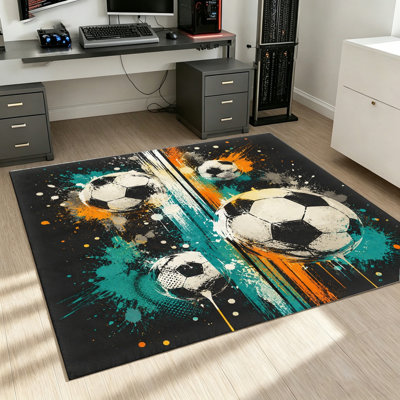 Tapis de soccer à thème sportif, peinture Splash pour salon, chambre à coucher, jeu, décoration intérieure, homme des cavernes, tapis, décoration de soccer de la Coupe du monde