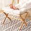 Beige Foldable Footstool Bamboo Legs Soft-Padded Footsmats Shoe-Change Stool
